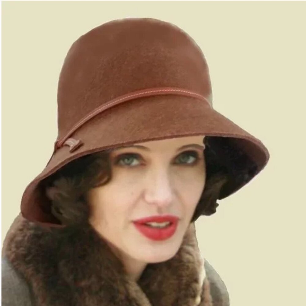 Talbots Brown Wool Felt Cloche Hat OS